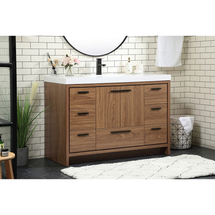 Elegant Kitchen/Bath Wyatt 48" Single Bathroom Vanity, Walnut Brown