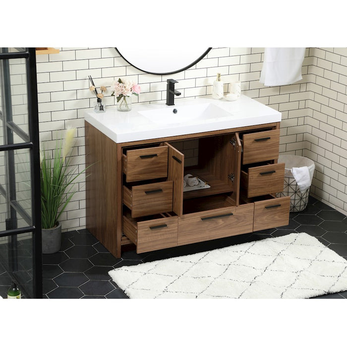 Elegant Kitchen/Bath Wyatt 48" Single Bathroom Vanity, Walnut Brown
