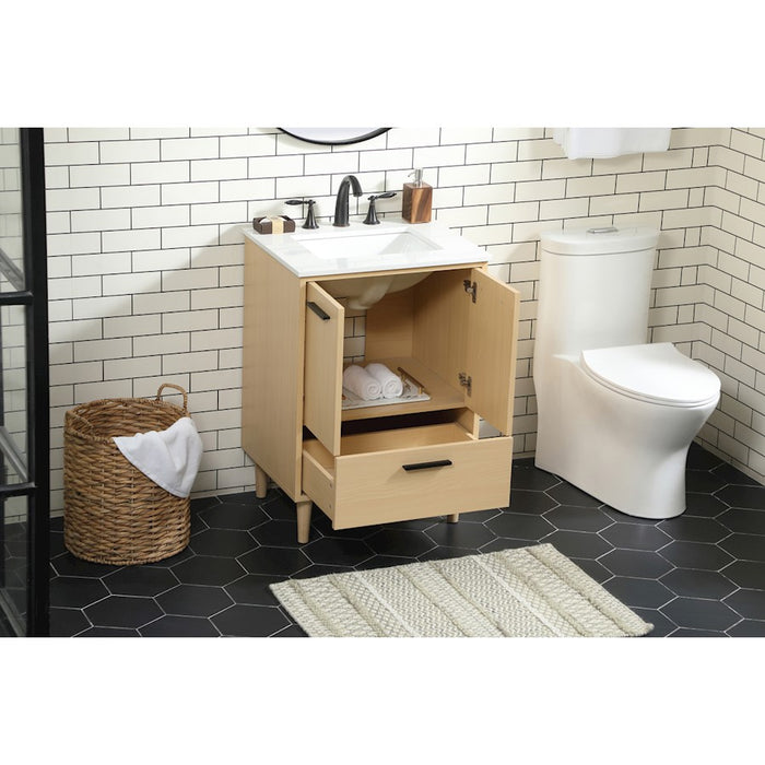 Elegant Kitchen/Bath Baldwin 24" Bathroom Vanity, Maple