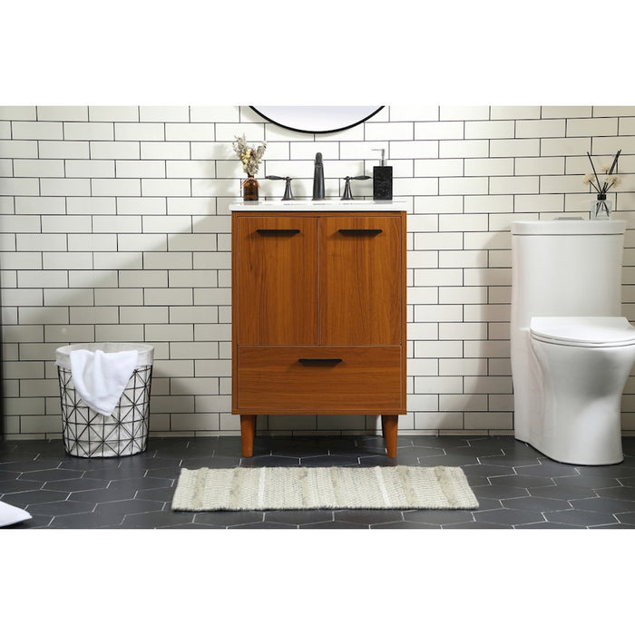 Elegant Kitchen/Bath Baldwin 24" Bathroom Vanity, Teak