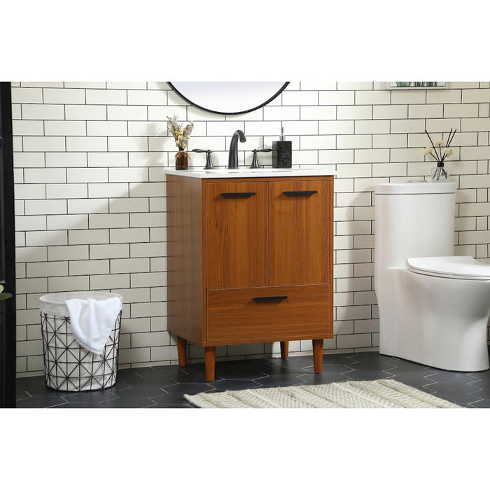 Elegant Kitchen/Bath Baldwin 24" Bathroom Vanity, Teak