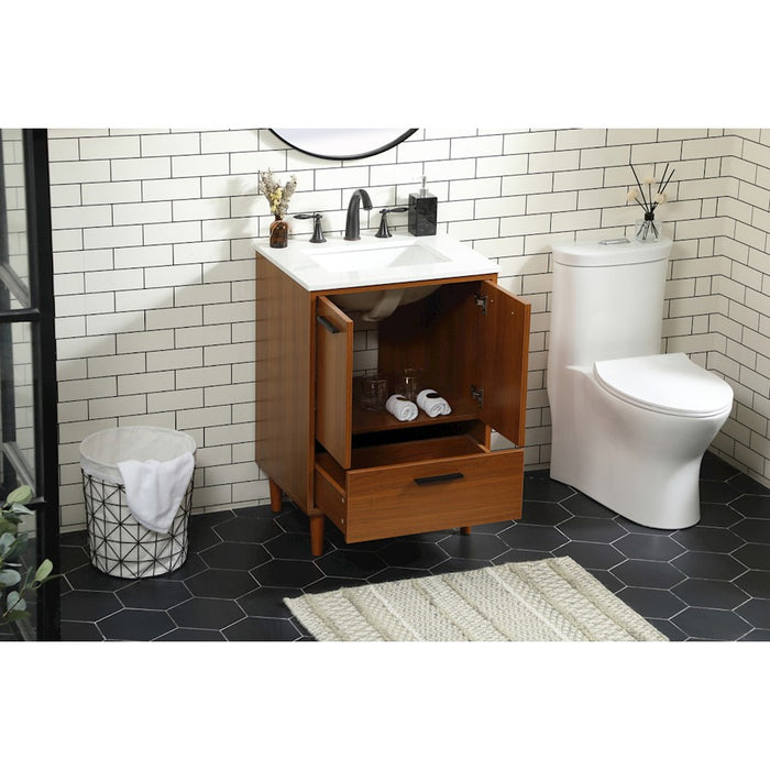 Elegant Kitchen/Bath Baldwin 24" Bathroom Vanity, Teak