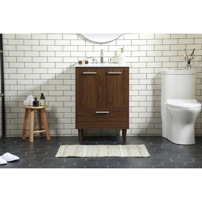 Elegant Kitchen/Bath Baldwin 24" Bathroom Vanity, Walnut