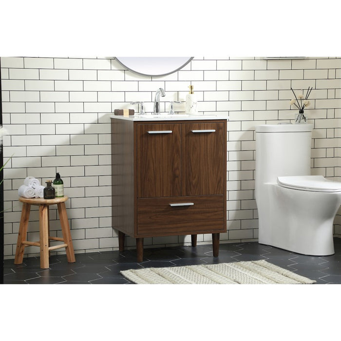 Elegant Kitchen/Bath Baldwin 24" Bathroom Vanity, Walnut
