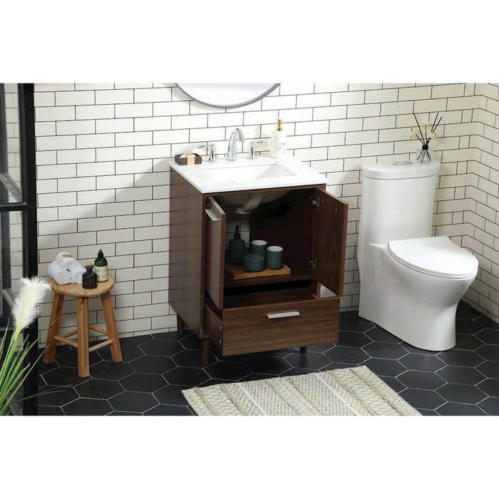 Elegant Kitchen/Bath Baldwin 24" Bathroom Vanity, Walnut