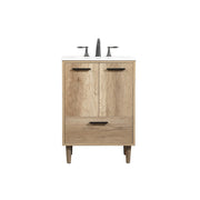 Elegant Kitchen/Bath Baldwin 24" Single Bathroom Vanity, Natural Oak - VF47024NT