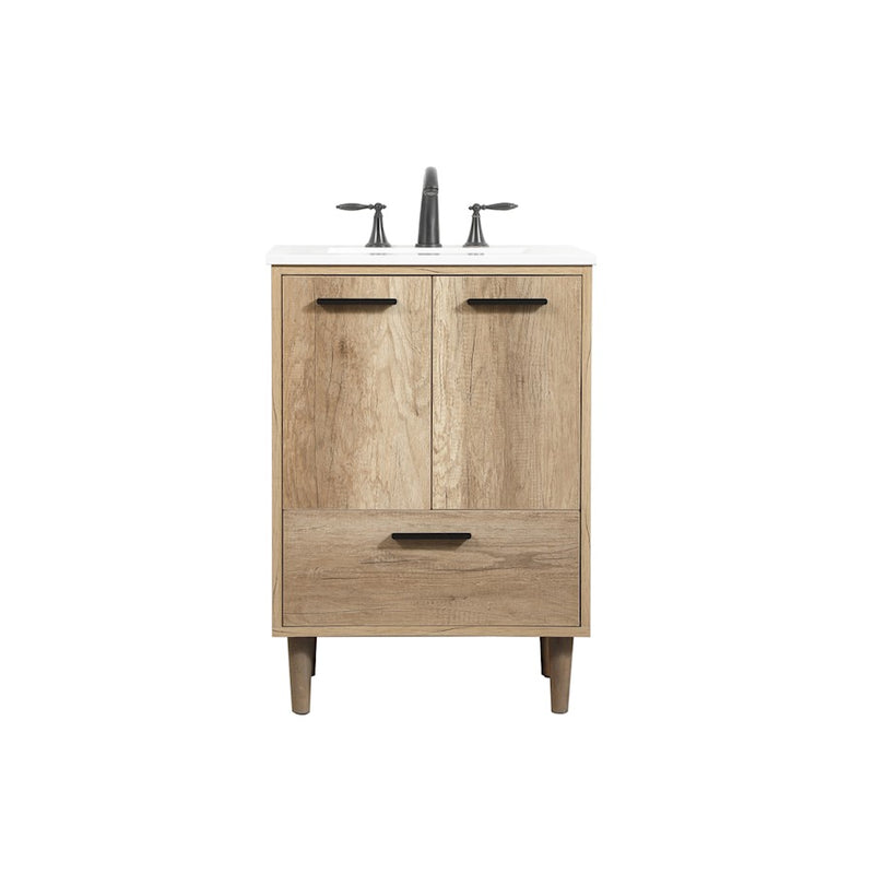 Elegant Kitchen/Bath Baldwin 24" Single Bathroom Vanity, Natural Oak - VF47024NT