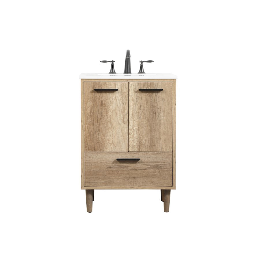 Elegant Kitchen/Bath Baldwin 24" Single Bathroom Vanity, Natural Oak - VF47024NT