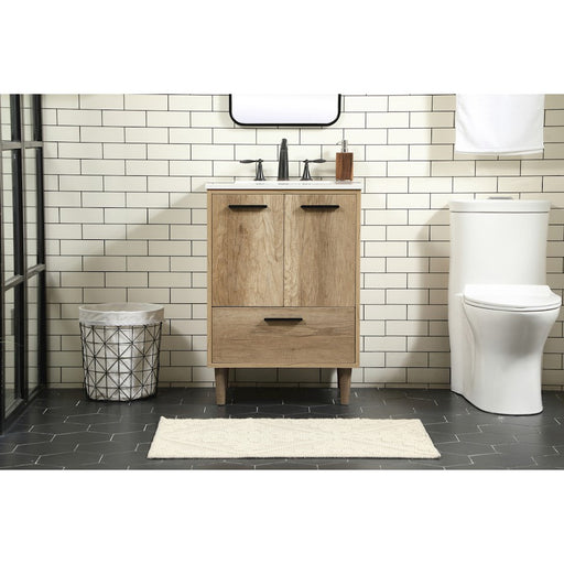 Elegant Kitchen/Bath Baldwin 24" Single Bathroom Vanity, Natural Oak