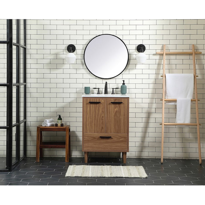 Elegant Kitchen/Bath Baldwin 24" Single Bathroom Vanity, Natural Oak