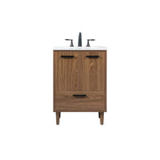 Elegant Baldwin 24" Single Bathroom Vanity, Walnut Brown - VF47024WB