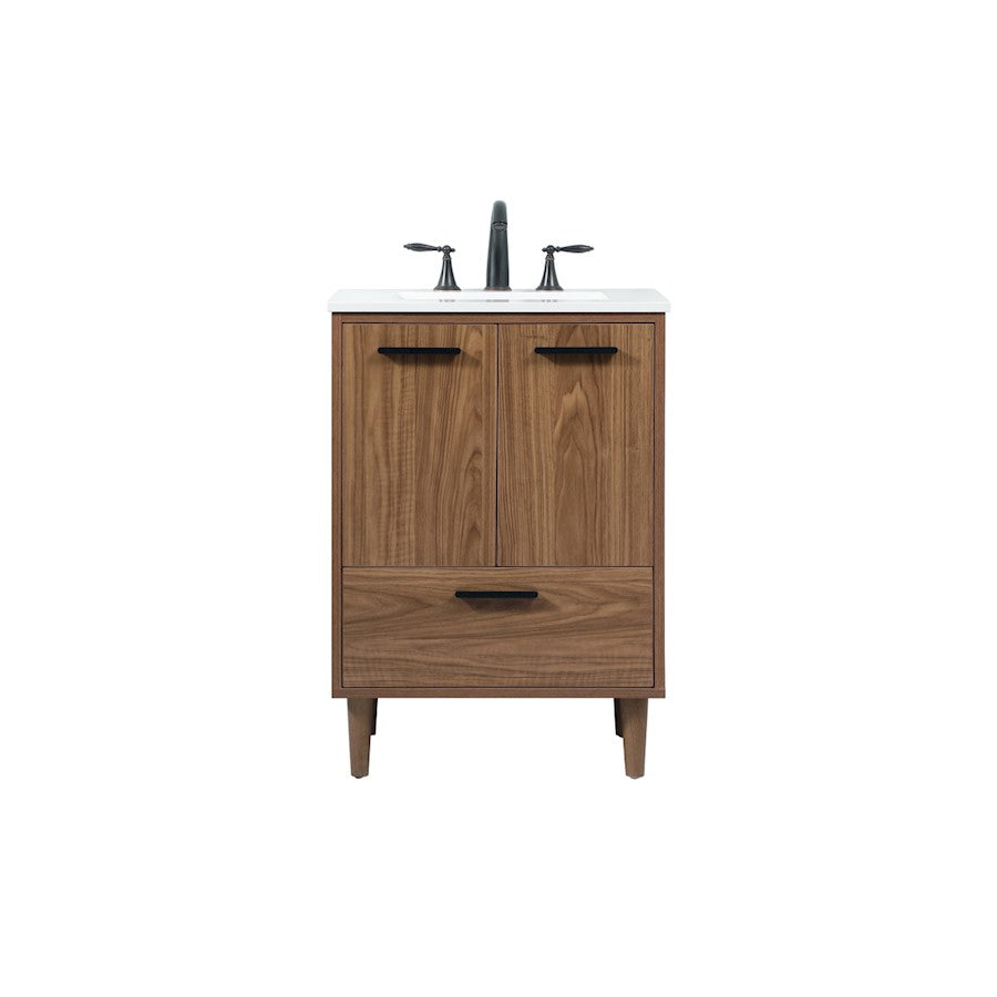 Elegant Baldwin 24" Single Bathroom Vanity, Walnut Brown - VF47024WB