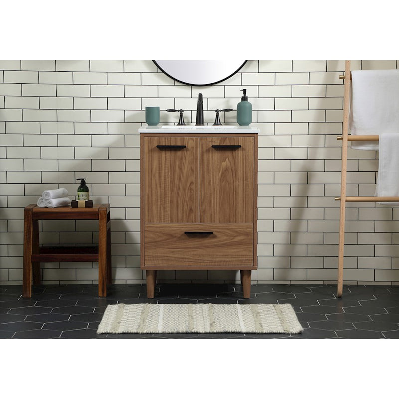 Elegant Baldwin 24" Single Bathroom Vanity, Walnut Brown
