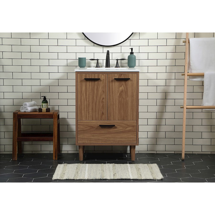 Elegant Baldwin 24" Single Bathroom Vanity, Walnut Brown