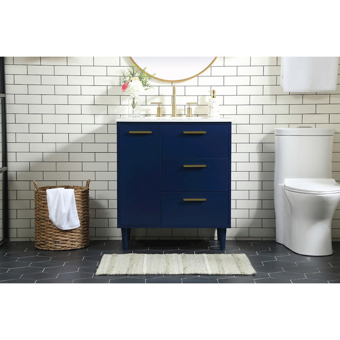 Elegant Kitchen/Bath Baldwin 30" Bathroom Vanity, Blue