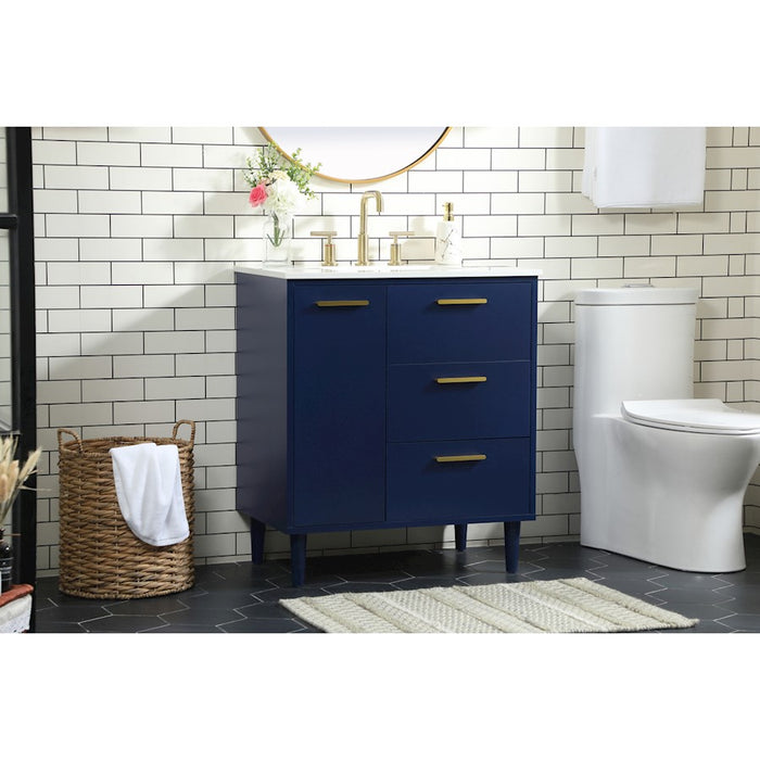 Elegant Kitchen/Bath Baldwin 30" Bathroom Vanity, Blue