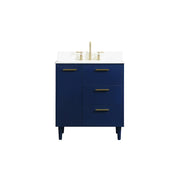 Elegant Baldwin 30" Bathroom Vanity, Blue/Backsplash - VF47030MBL-BS