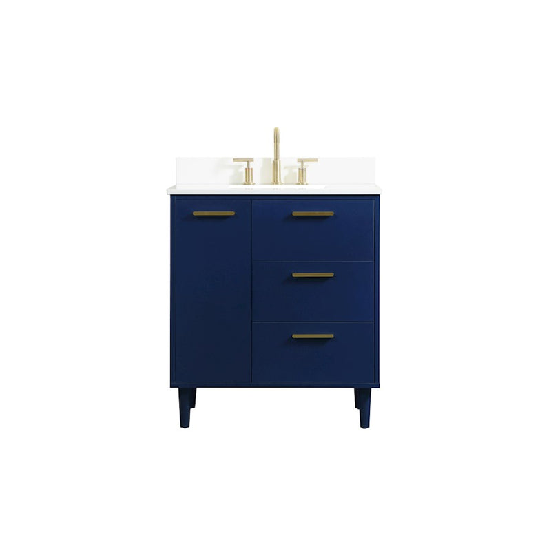 Elegant Baldwin 30" Bathroom Vanity, Blue/Backsplash - VF47030MBL-BS