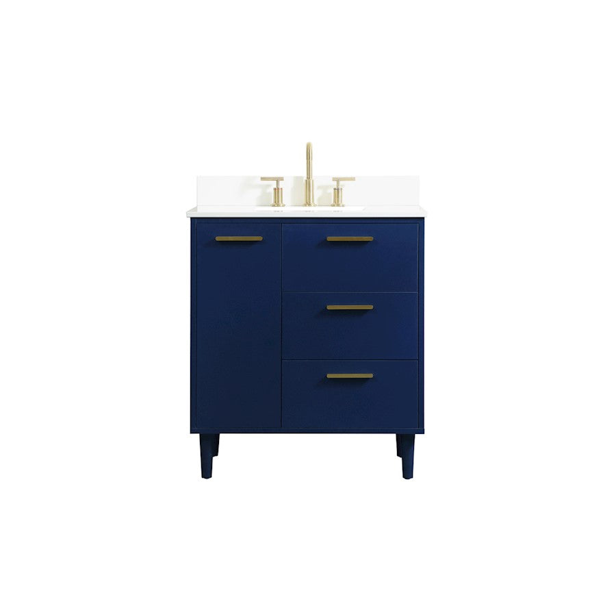 Elegant Baldwin 30" Bathroom Vanity, Blue/Backsplash - VF47030MBL-BS