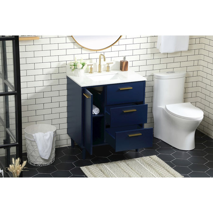 Elegant Baldwin 30" Bathroom Vanity, Blue/Backsplash