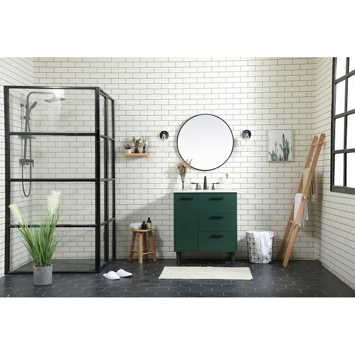 Elegant Kitchen/Bath Baldwin 30" Bathroom Vanity, Green
