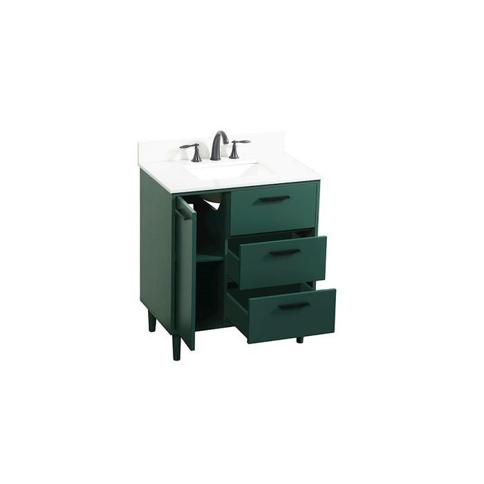 Elegant Baldwin 30" Bathroom Vanity, Green/Backsplash - VF47030MGN-BS
