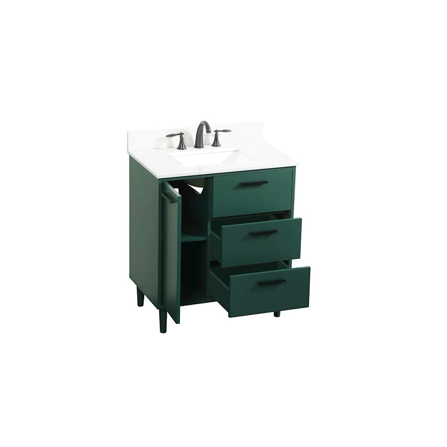 Elegant Baldwin 30" Bathroom Vanity, Green/Backsplash - VF47030MGN-BS