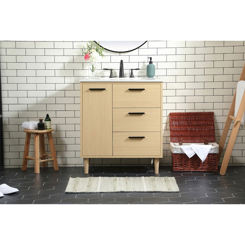 Elegant Kitchen/Bath Baldwin 30" Bathroom Vanity, Maple