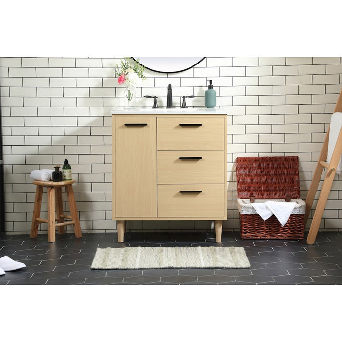 Elegant Kitchen/Bath Baldwin 30" Bathroom Vanity, Maple