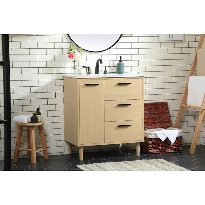 Elegant Kitchen/Bath Baldwin 30" Bathroom Vanity, Maple