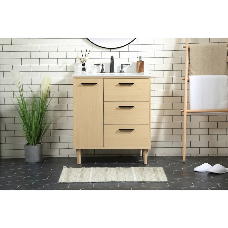 Elegant Baldwin 30" Bathroom Vanity, Maple/Backsplash