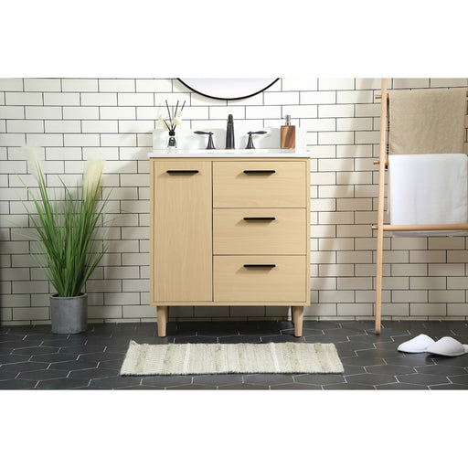 Elegant Baldwin 30" Bathroom Vanity, Maple/Backsplash