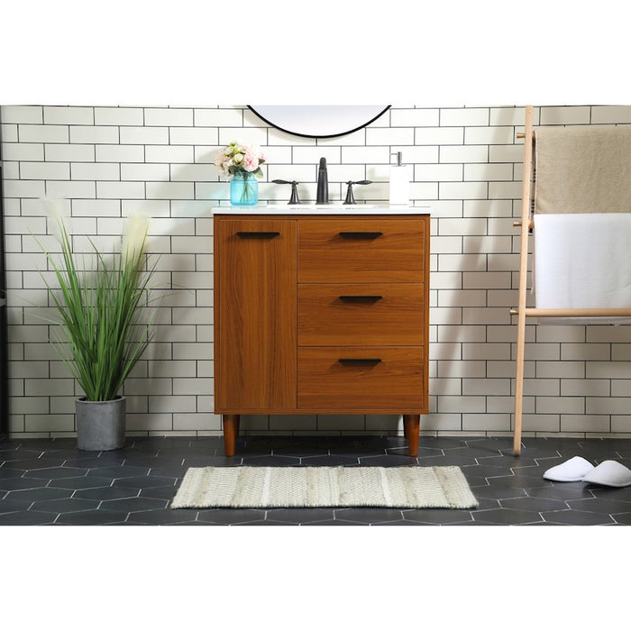 Elegant Kitchen/Bath Baldwin 30" Bathroom Vanity, Teak