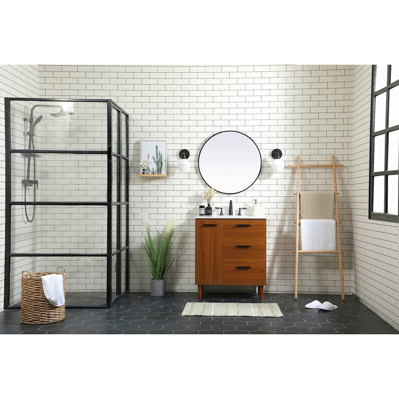 Elegant Kitchen/Bath Baldwin 30" Bathroom Vanity, Teak