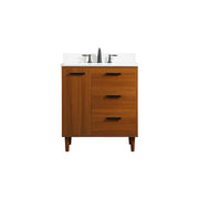 Elegant Baldwin 30" Bathroom Vanity, Teak/Backsplash - VF47030MTK-BS