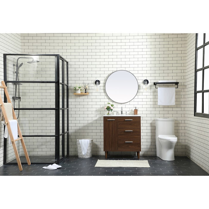 Elegant Baldwin 30" Bathroom Vanity, Teak/Backsplash