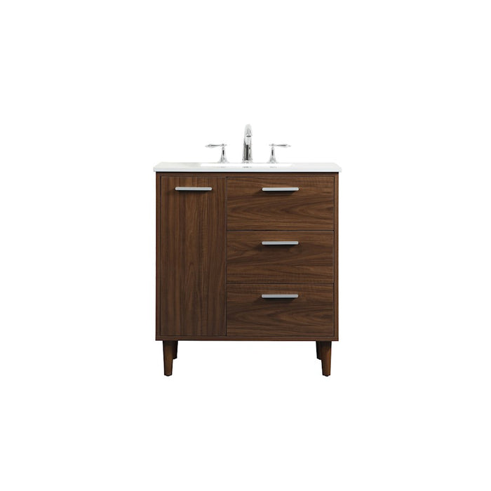 Elegant Kitchen/Bath Baldwin 30" Bathroom Vanity, Walnut - VF47030MWT