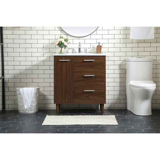 Elegant Kitchen/Bath Baldwin 30" Bathroom Vanity, Walnut