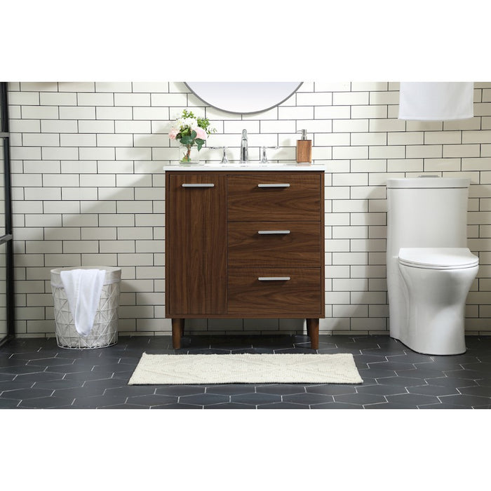 Elegant Kitchen/Bath Baldwin 30" Bathroom Vanity, Walnut