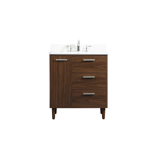 Elegant Baldwin 30" Bathroom Vanity, Walnut/Backsplash - VF47030MWT-BS