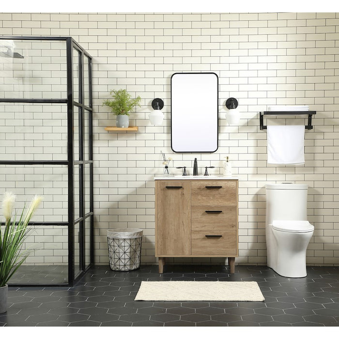 Elegant Baldwin 30" Bathroom Vanity, Walnut/Backsplash