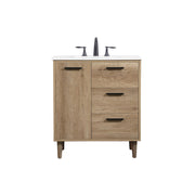 Elegant Kitchen/Bath Baldwin 30" Single Bathroom Vanity, Natural Oak - VF47030NT