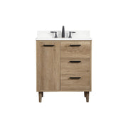 Elegant Baldwin 30" Single Vanity, Natural Oak/Backsplash - VF47030NT-BS