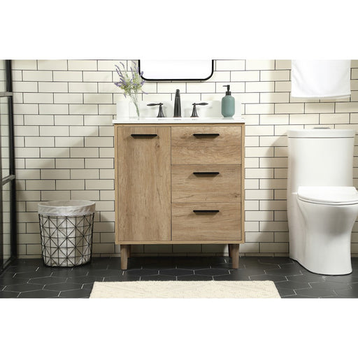Elegant Baldwin 30" Single Vanity, Natural Oak/Backsplash