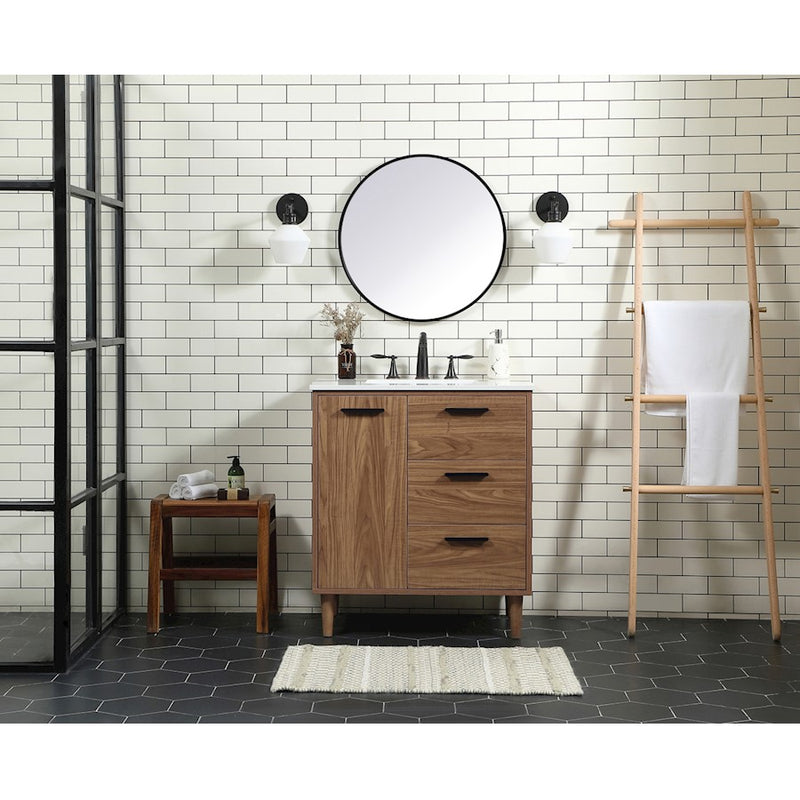 Elegant Baldwin 30" Single Vanity, Natural Oak/Backsplash