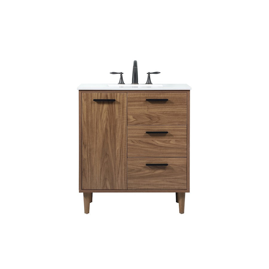 Elegant Baldwin 30" Single Bathroom Vanity, Walnut Brown - VF47030WB