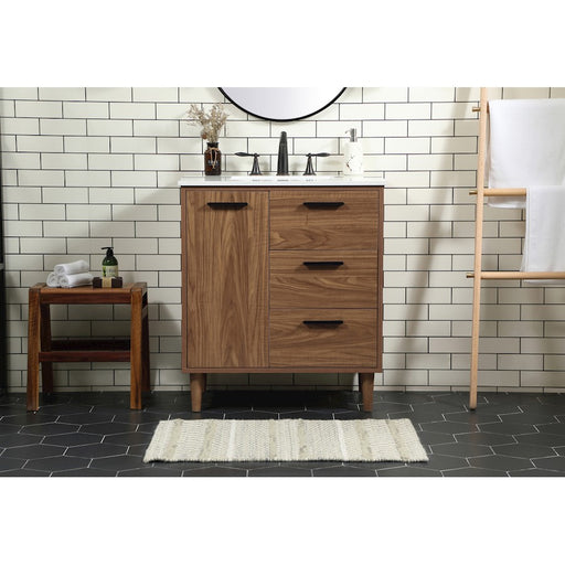 Elegant Baldwin 30" Single Bathroom Vanity, Walnut Brown