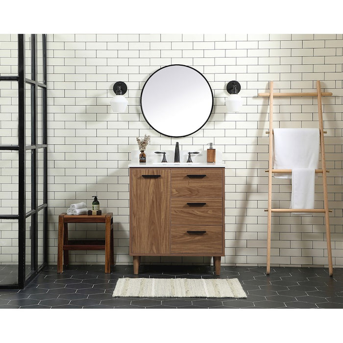 Elegant Baldwin 30" Single Bathroom Vanity, Walnut Brown