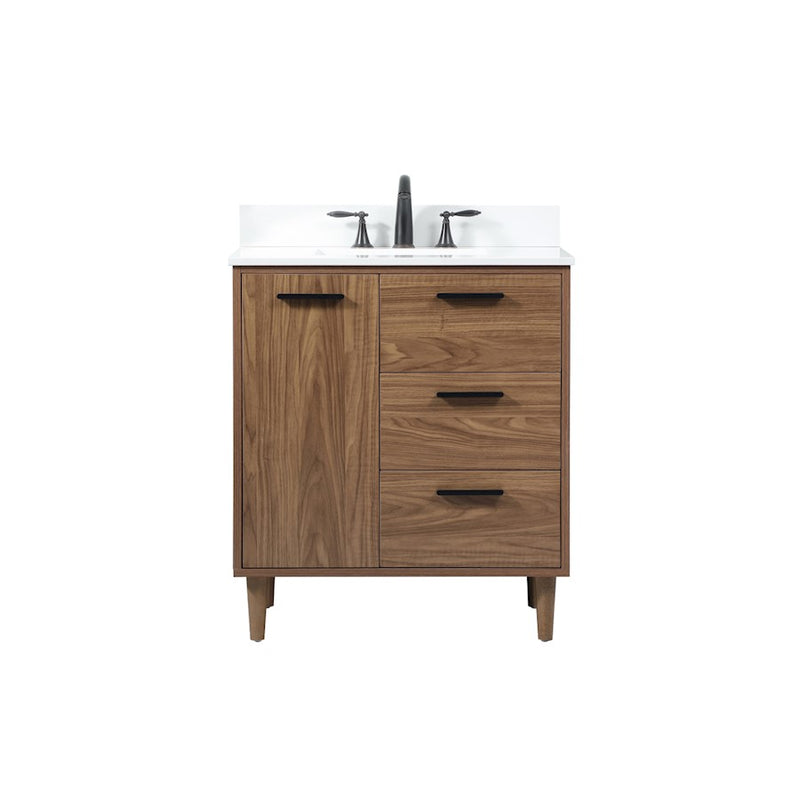Elegant Baldwin 30" Single Vanity, Walnut Brown/Backsplash - VF47030WB-BS