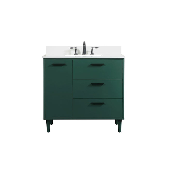 Elegant Baldwin 36" Bathroom Vanity, Green/Backsplash - VF47036MGN-BS